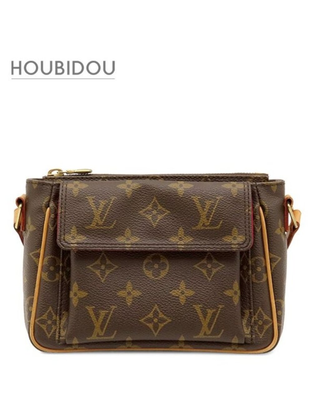 Louis Vuitton Shoulder Bag Viva-Cite PM Monogram Canvas Gold Brown Red Pochette